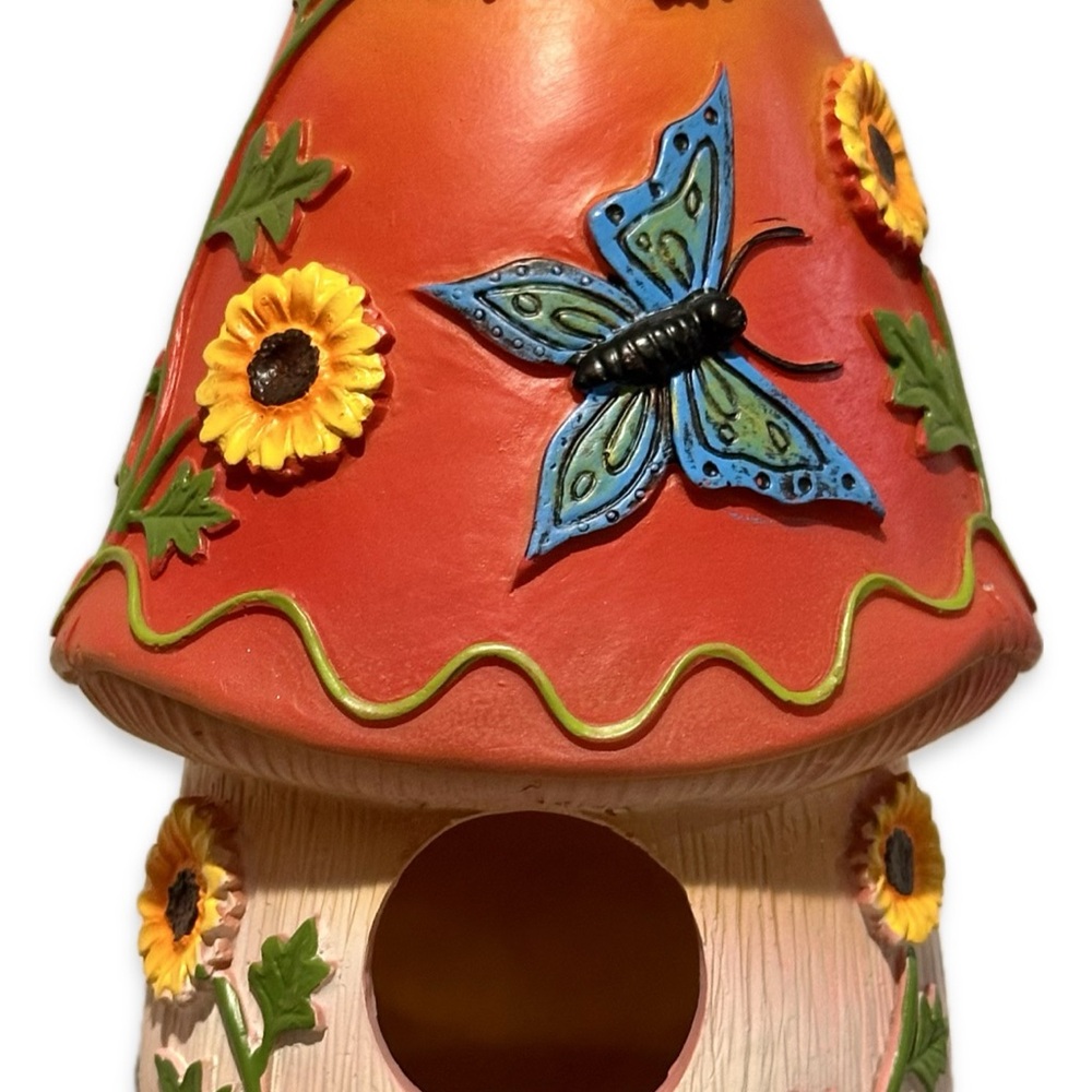 Decorative Orange Butterfly Birdhouse